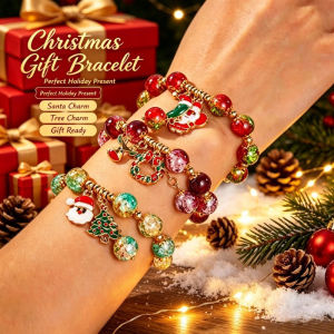 Fashion Christmas Pendant Bracelet Cartoon Santa Christmas Tree Snowman Crystal Beaded Party Jewelry