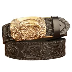 Retros Styles Mens Belt Comfortable Lanneret Pattern Waist Belt Leather Mens Belt for Business Attires