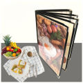 A4 Buku Menu Restoran Kulit Cover Menu Cover Pelindung Menu Sampul Buku Resto-Hitam. 