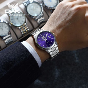 OPK watch for men original waterproof fashion korean style calendar luminous stainless steel with gift