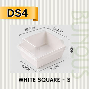 [50pcs Bundle] Kraft White Paper Square Rectangular Cake Box Sandwich Box with Clear Lid/Tart/Kuih Muih/Cake