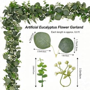Artificial Eucalyptus Vine Garland Realistic Green Leaves Bendable Wire Wedding Home Wall Decor