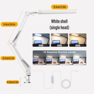 🔥รับประกัน1ปี+COD🔥Amiluo โคมไฟตั้งโต๊ะ 24W 12V led การควบคุมความสว่างที่ปรับได้ ไฟอ่านหนังสือ สองหัว โคมไฟโต๊ะทำงาน USB แบบชาร์จไฟอ่าน Table Lamps