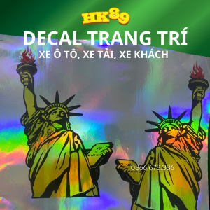 Tem xe Nữ thần tự do - Decal trang trí 3 lớp chống trầy xước nắng mưa (SL: 1 đôi)