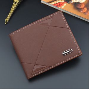 กระเป๋าสตางค์ ใบสั้น ใส่บัตรได้หลายช่อง แนวนอน แบบนิ่ม แบบบาง แฟชั่นสําหรับผู้ชาย