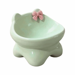 OUTOPEN Slanted Design Ceramic Cat Bowl High-leg Neck Support Solid Color Dog Food Bowl Cartoon Anti Knock Protection Food Feeding Bowl Cat Supplies
