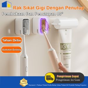 Rak Sikat Gigi Sederhana Dengan Penutup Rak Sikat Gigi Dinding Anti Debu Untuk Sikat Gigi Elektrik