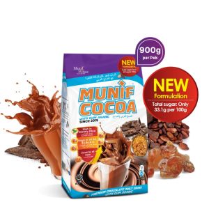 MUNIF HIJJAZ COCOA ARABIC GUM PEK 900gm - PREMIUM CHOCOLATE MALT DRINK WITH ARABIC GUM