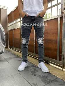 Celana Jeans Ukuran 28 - 38 Jumbo Model Bikers Ripped Sobek Lutut  Tidak Tembus Pria Distro