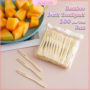 Jozoo Bamboo Fork Small Fork for Siomai Takoyaki Fishball Fruits Salads Desserts 100 pcs