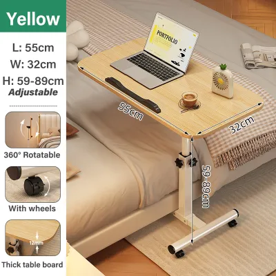 Elevatable Table Movable Meja Belajar Portable Foldable Bedside Computer Desk Meja Komputer Sofa Side Table With Wheels Meja Belajar 床边桌