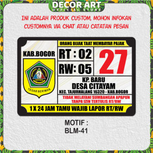 DecorArt 30x20 Cm - Custom Hiasan Dinding Nomor Alamat Rumah /Toko/Tempat Usaha Siap Pasang (Kd:BLM)