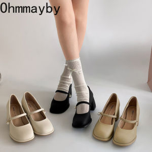 Thick Heel Women Mary Jane Shoes Fashion Shallow Square Toe Slip On Shoes Ladies Outdoor Party Dress Pumps2026