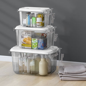 Justliving Hộp đựng đồ trong suốt Hộp đựng đồ có bánh xe Hộp đựng đồ chơi xếp chồng lên nhau đa năng hộp đựng quần áo hộp sắp xếp đồ đồ ăn nhẹ dày lớn cho gia đình Rổ nhựa đựng quần áo