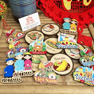 Magnet Việt Nam - Nam châm tủ lạnh - Hít tủ lạnh chất liệu Gỗ Bảo Liên Souvenir