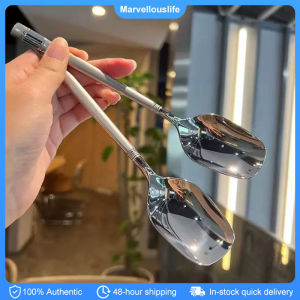 Stainless Steel Spoon Square Head Soup Spoon INS Style Teaspoons Long Handle Cutlery