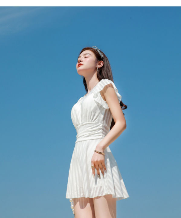 Swimsuit women's ins wind super fairy Korean one-piece suit belly cover ...