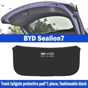 ZLWR BYD SEALION 7 ประตูท้ายแผ่นป้องกันการเตะวัสดุหนังป้องกันรอยขีดข่วนและทนต่อการสึกหรอลำต้นป้องกันลำต้นสติ๊กเกอร์อุปกรณ์การปรับเปลี่ยนภายในรถยนต์