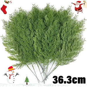 Dizoey 50/1Pcs Artificial Pine Leaves Branch for Home Garden Decor Plastic Cedar Branch Green Pine Stem DIY Garland Xmas Decoration