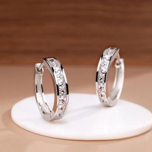 Original Silver Opal Shining Zircon Earrings Womens Circle Round Earrings Fashionable and Elegant Jewelry Birthday Gift Hypoallergenic non-tarnished