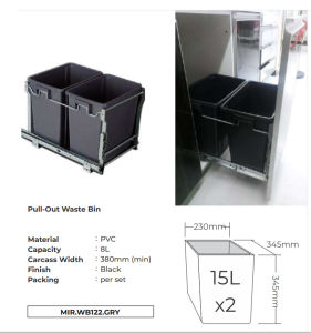Kitchen Trash bin / Floor Mounted Trash Bin for Kitchen Pull Out Design Odor Control Saves Space / Kitchen Trash Can