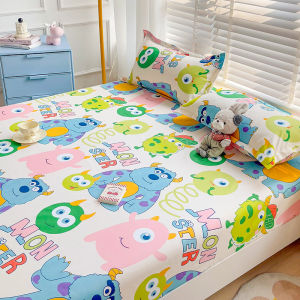 Dansunreve Washed Cotton Fittedsheet Cute Cartoon Garterized Bed Sheet Single/Super Single/Queen/King Hello Kitty/Monster University/Doughnut Bedsheet