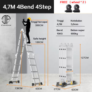 Tangga Lipat Multifungsi Tebal Paduan Aluminium Tangga Ringan Proyek Teleskopik 47 meter