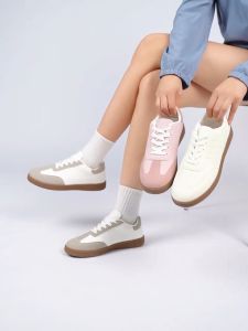 ส่งจากไทย ส่งเร็ว รองเท้าผ้าใบผูกเชือกสีขาว รองเท้าผ้าใบผู้หญิงระบายอากาศได้ นุ่มสบายรองเท้าลำลองส้นแบน อเนกประสงค์ ไซส์36-45