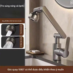Vòi Lavabo Nóng Lạnh Inox 304 Xoay 720 Độ  Vòi rửa Lavabo Lạnh Đầu Xoay 720 Độ Thông Minh Lõi Đồng Nguyên Chất 2 Chế Độ Xả - Bảo hành 1 năm Bộ Vòi Rửa Mặt Lavabo Lõi Đồng Nguyên Khối Xoay 720 Độ 2 Chế Độ Tia Nước Kèm Dây Dẫn