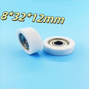 Fantic 1pc 8x32x12mm Embedded 608zz Bearing Wrapped Rubber POM Nylon Bearing Pulley Flat Roller Pulley Wheel