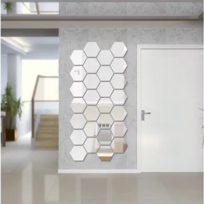 Big sale# 1PC Modern Creative 3D GOLD Mirror Geometric Hexagon Acrylic Wall