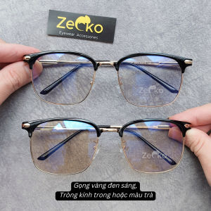 Gọng kính nam nữ đổi màu giả cận Zecko Clubmaster EGC13 chống ánh sáng xanh tia UV