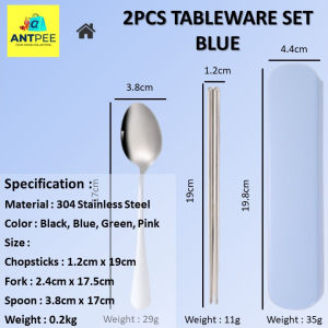 𝐀𝐍𝐓𝑃𝐸𝐸 𝐓𝐚𝐛𝐥𝐞𝐰𝐚𝐫𝐞 𝐒𝐞𝐭 🐜 Travel Portable Tableware 2pcs/3pcs Set Stainless Steel Chopsticks Spoon Fork Utensil Set 餐具套装
