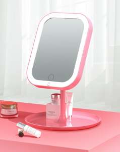 Famulei High Definition Square Touch Dimmer LED Mirror Tri-color Lamp Adjustable Makeup Mirror