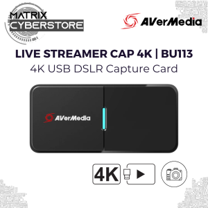 AVerMedia Live Streamer Cap 4K USB DSLR Capture Card BU113 - 4Kp30 Video Capture Plug & Play Ultra Low Latency AI Framing ePTZ NDAA Compliant