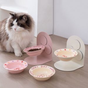 CUTE ELVES Detachable Ceramic Cat Bowl Protects Cervical Adjustable Height Cat Drinking Bowls Pet Products Anti-slip Pet Feeding Dish for Cat and Dog