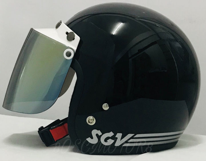 HELMET SGV BLACK VISOR GOLD Lazada