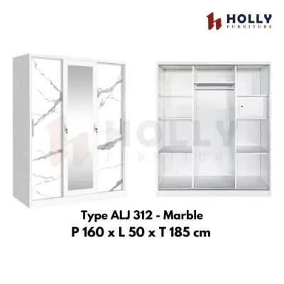 Lemari Pakaian Besi 3 Pintu - 4 Pintu Sliding Lemari Baju Besi Minimalis Lemari Baju Steel - AL 310 3PINTU