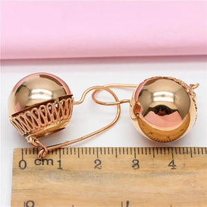 ต่างหูลูกปัดกลมเงาสีทองม่วง 585 ชุบทอง 14K สำหรับผู้หญิง สไตล์คลาสสิกหรูหรา งานฝีมือครึ่งตัด เครื่องประดับงานปาร์ตี้