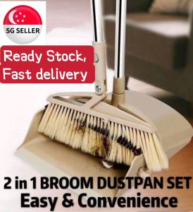 [LOCAL SELLER] Home Kitchen Office Floor Broom Foldable Broom Dustpan Set 2 in 1 Sweeping Tools Self-Cleaning Dustpan