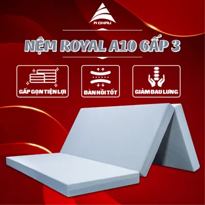 Nệm Bông Ép Royal A10 Á Châu độ dày 5/9cm - Nệm gấp 3 bề mặt phẳng đầy đủ kích thước