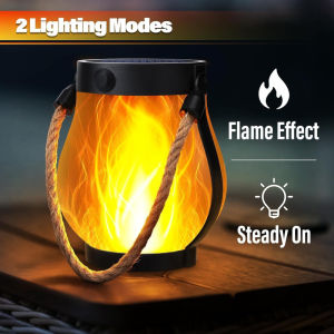 Solar Flickering Flame Light Rope Lantern Yard Garden Decoration Outdoor Waterproof Support USB Charging