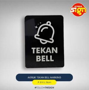 Artkrilik - Sign Papan Marking Tekan Bell - Hitam 6 x 8 cm - Modern Minimalis