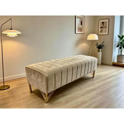 VC 014 GOLD LEG LINE BENCH CHAIR 4F VELVET EASY CLEAR ANTI SCRATCH LONG STOOL OTTOMAN SOFA
