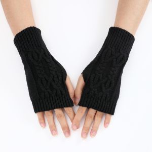 Sarung Tangan Fingerless Wanita Handsock Rajut Halus Pendek & Hangat untuk Musim Dingin