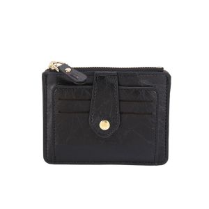 Dompet Kartu Wanita Card Elegan uang Koin Kulit Premium Branded WA1126B5 Lomia Hitam Mini Simple