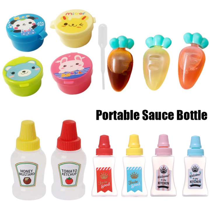Portable Sauce Squeeze Bottle Mini Jar Seasoning Box Cute Ketchup Salad