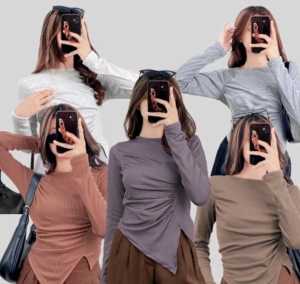 NF C -  BLOUSE ZIA CROP TOP KOREAN / ATASAN RIB KNIT/ TOP WANITA KEKINIAN/ BLOUSE LIPIT SAMPING ZIA