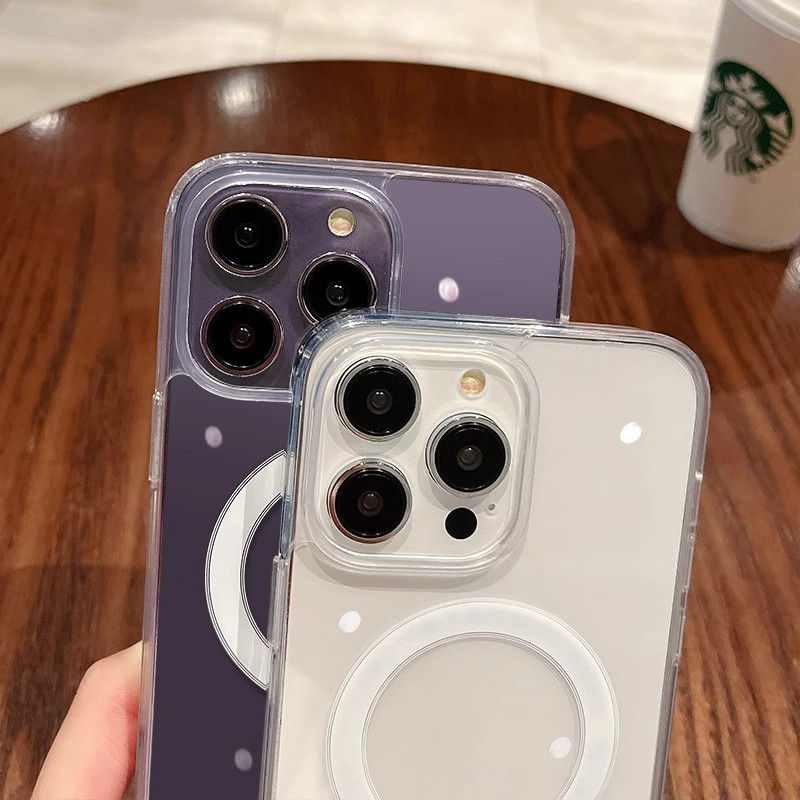 For IPhone 16 15 14 13 12 11 Pro X Xr Xs Max 7 8 Plus Shock Proof Magnetic Transparent Case PC Hard Phone_voghion.com