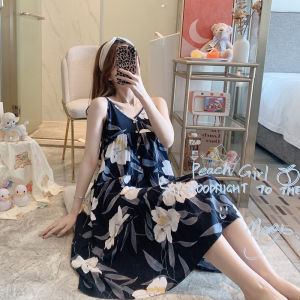 UNINICE Suspender Long Nightdress Skirt Loose and Comfortable Pajamas Sweet Japanese Homewear